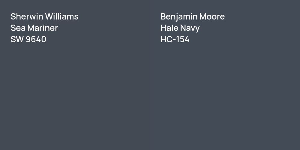 Sherwin Williams Sea Mariner vs. Benjamin Moore Hale Navy