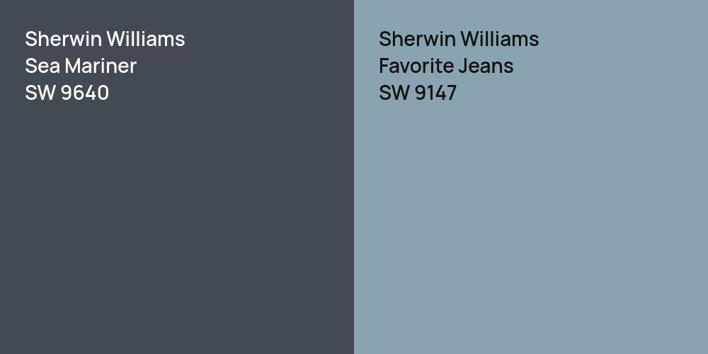 Sherwin Williams Sea Mariner vs. Sherwin Williams Favorite Jeans