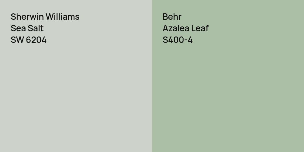 Sherwin Williams Sea Salt vs. Behr Azalea Leaf