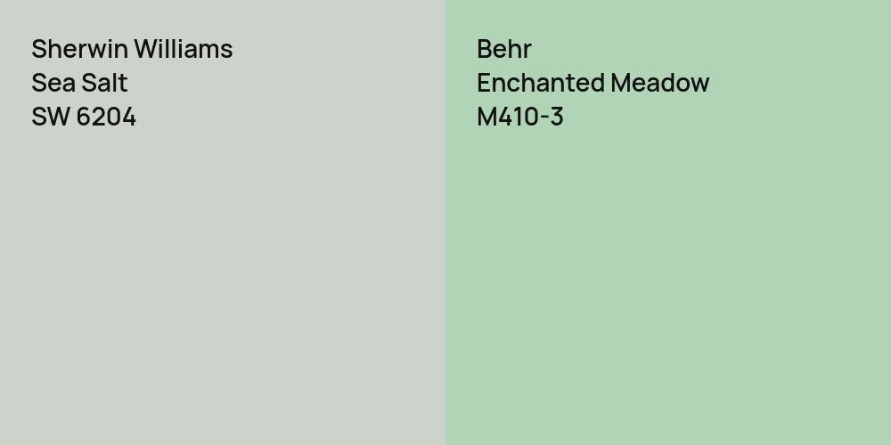 Sherwin Williams Sea Salt vs. Behr Enchanted Meadow