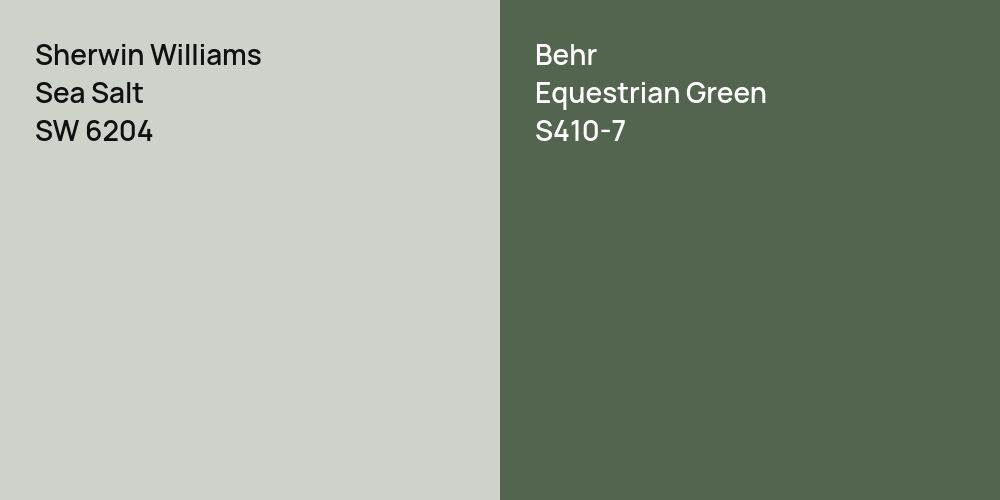 Sherwin Williams Sea Salt vs. Behr Equestrian Green