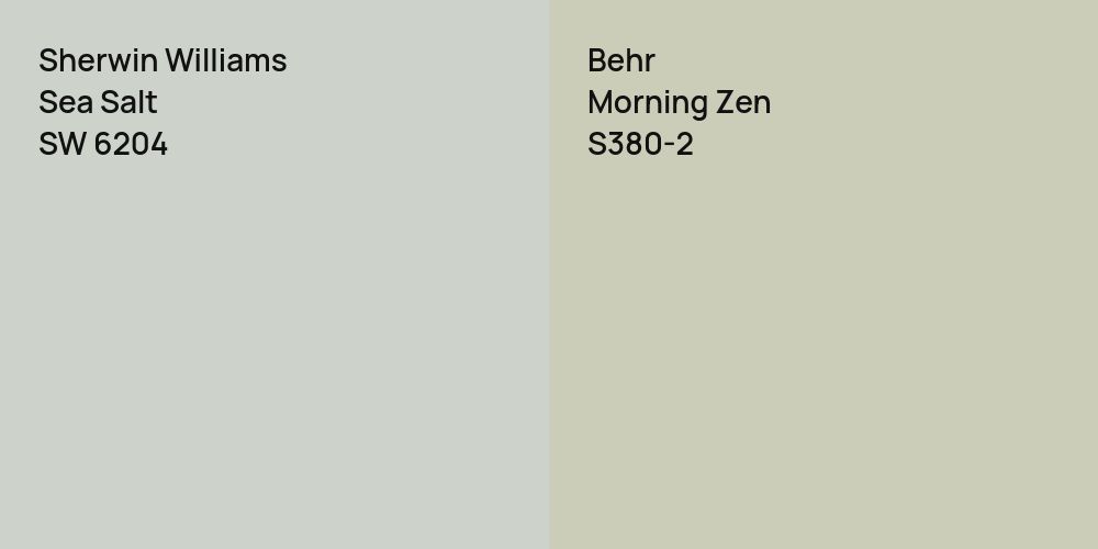 Sherwin Williams Sea Salt vs. Behr Morning Zen