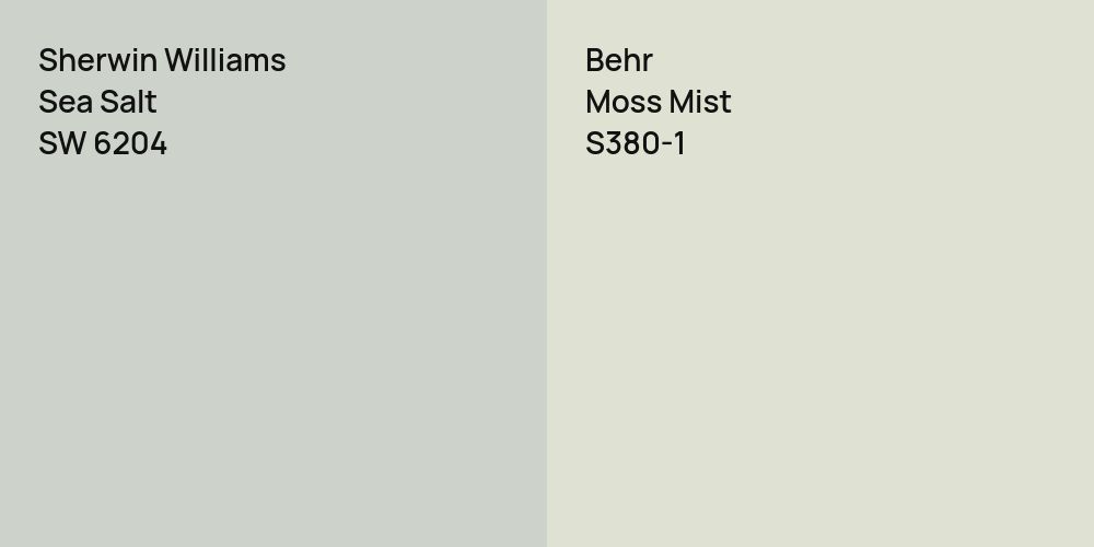 Sherwin Williams Sea Salt vs. Behr Moss Mist