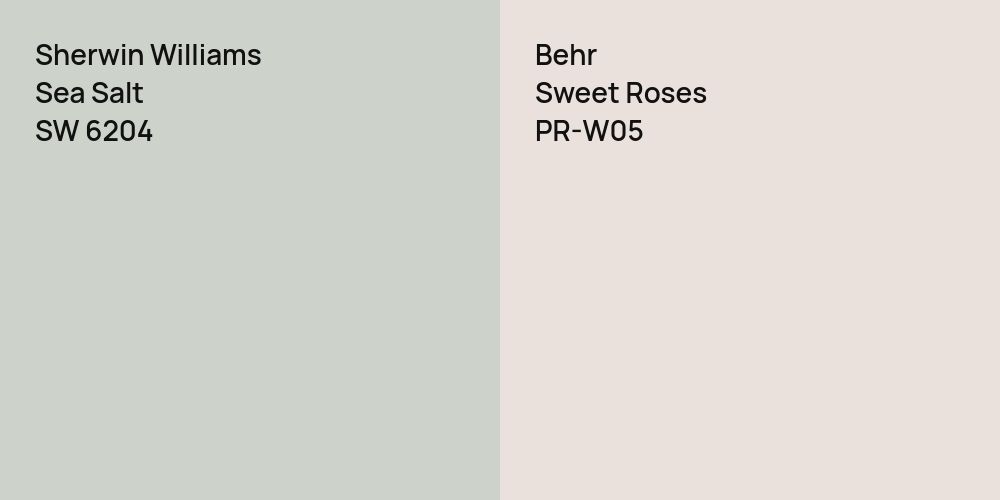 Sherwin Williams Sea Salt vs. Behr Sweet Roses