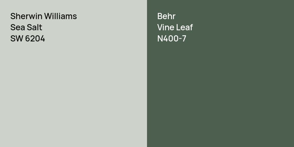 Sherwin Williams Sea Salt vs. Behr Vine Leaf