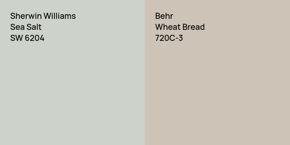 Sherwin Williams Sea Salt vs. Behr Wheat Bread