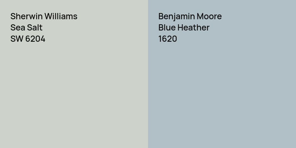 Sherwin Williams Sea Salt vs. Benjamin Moore Blue Heather