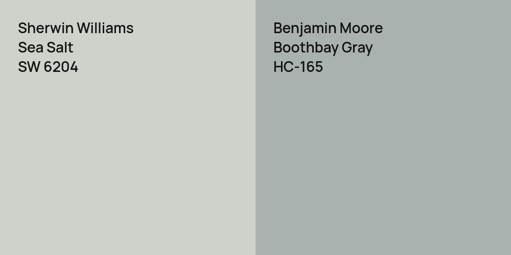 Sherwin Williams Sea Salt vs. Benjamin Moore Boothbay Gray