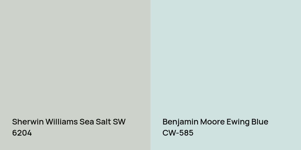 Sherwin Williams Sea Salt vs. Benjamin Moore Ewing Blue