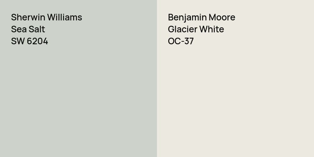 Sherwin Williams Sea Salt vs. Benjamin Moore Glacier White