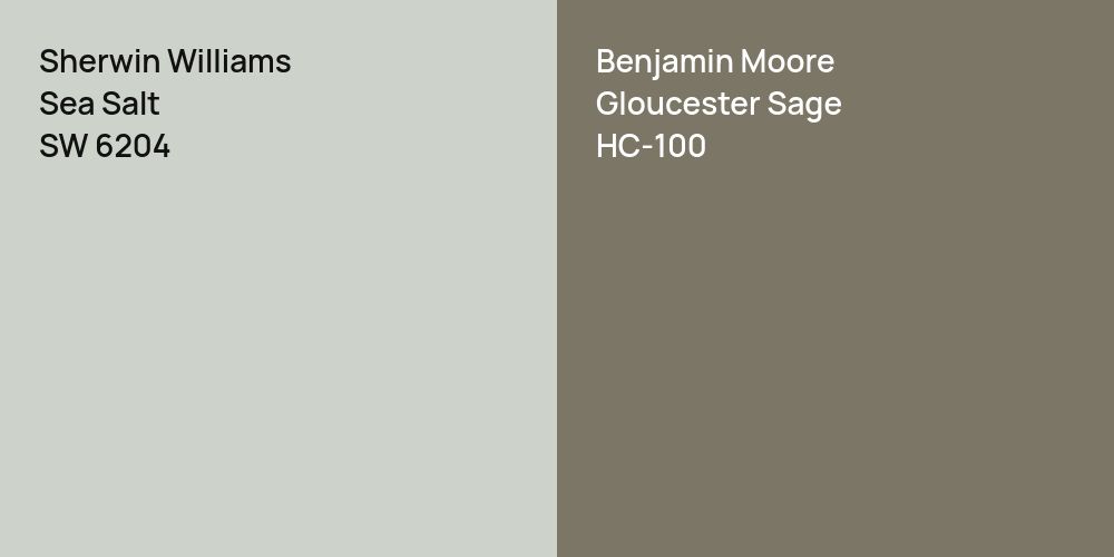 Sherwin Williams Sea Salt vs. Benjamin Moore Gloucester Sage