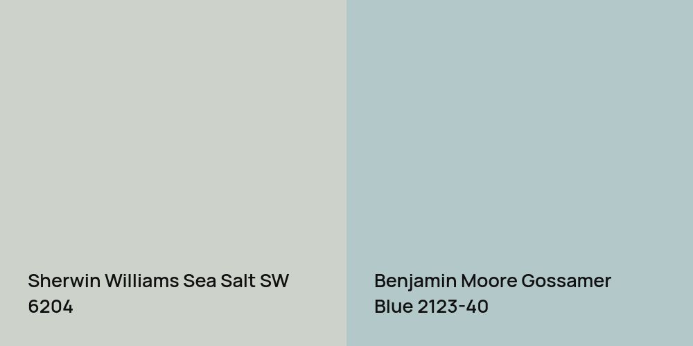 Sherwin Williams Sea Salt vs. Benjamin Moore Gossamer Blue