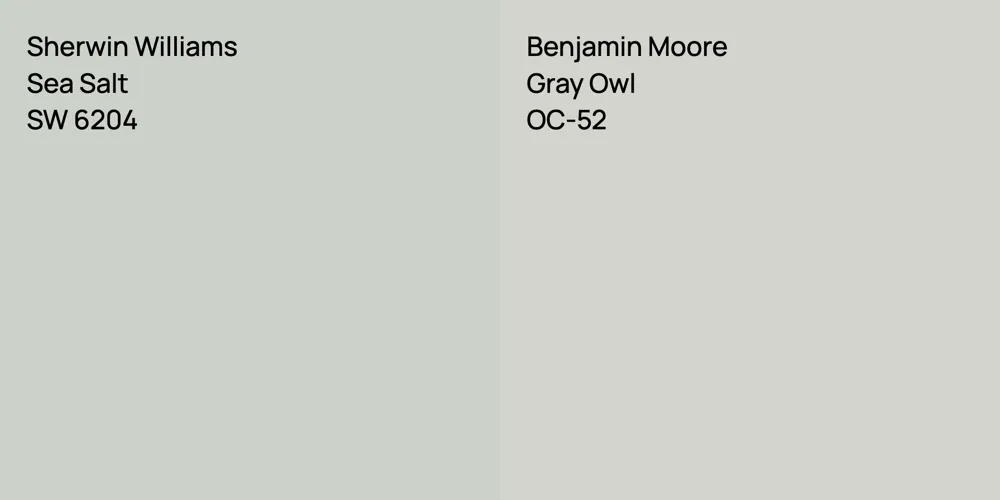 Sherwin Williams Sea Salt vs. Benjamin Moore Gray Owl