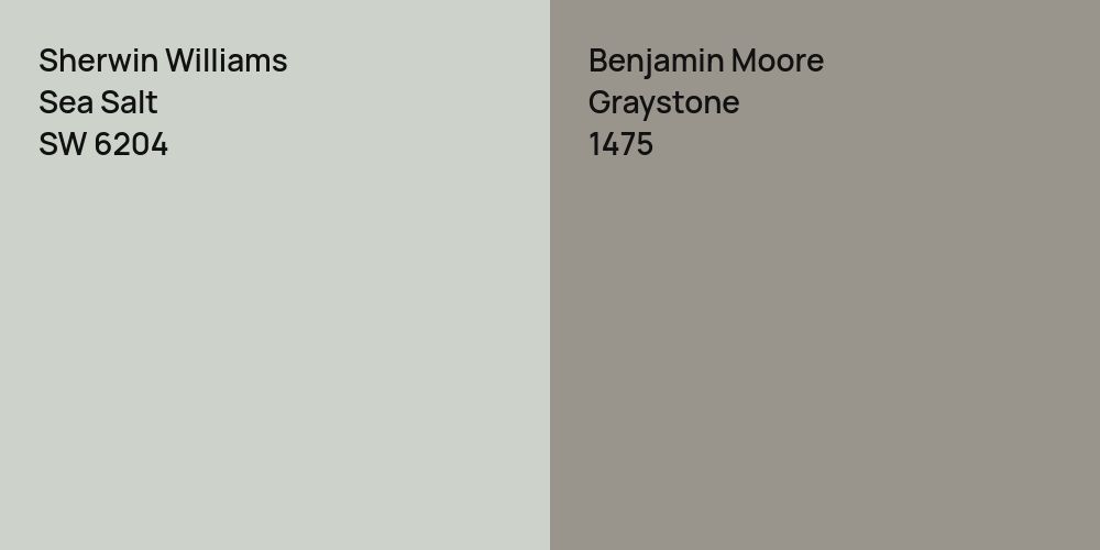 Sherwin Williams Sea Salt vs. Benjamin Moore Graystone