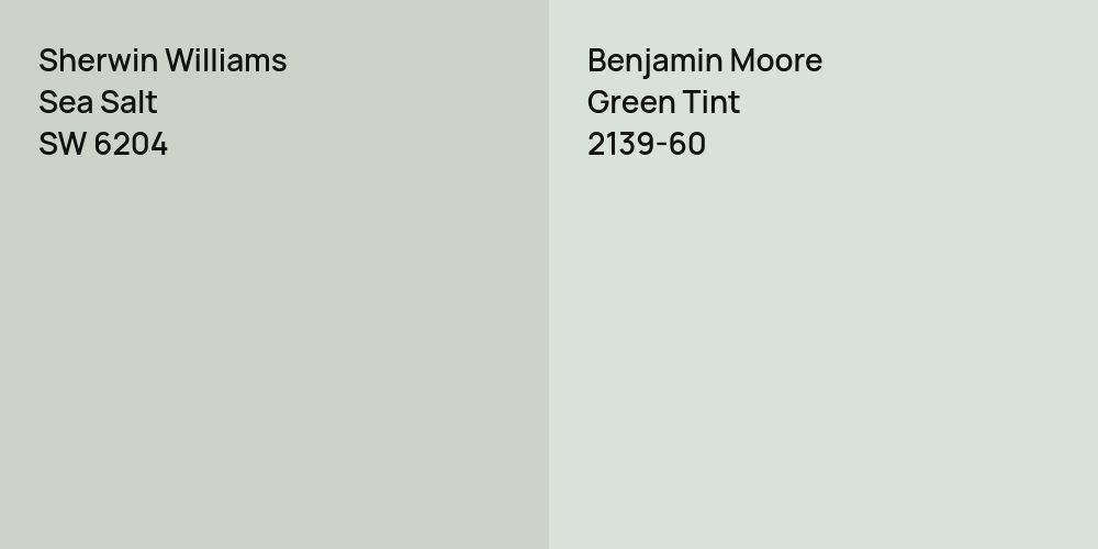 Sherwin Williams Sea Salt vs. Benjamin Moore Green Tint