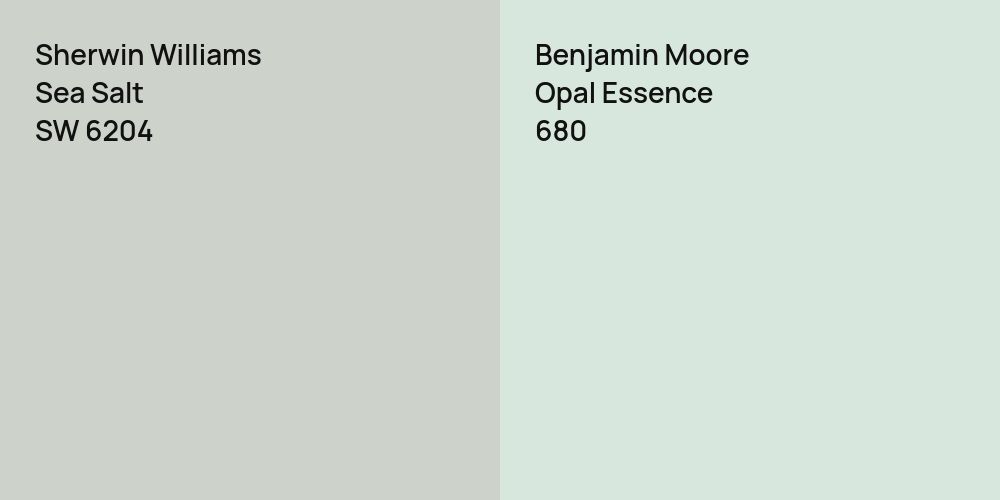 Sherwin Williams Sea Salt vs. Benjamin Moore Opal Essence