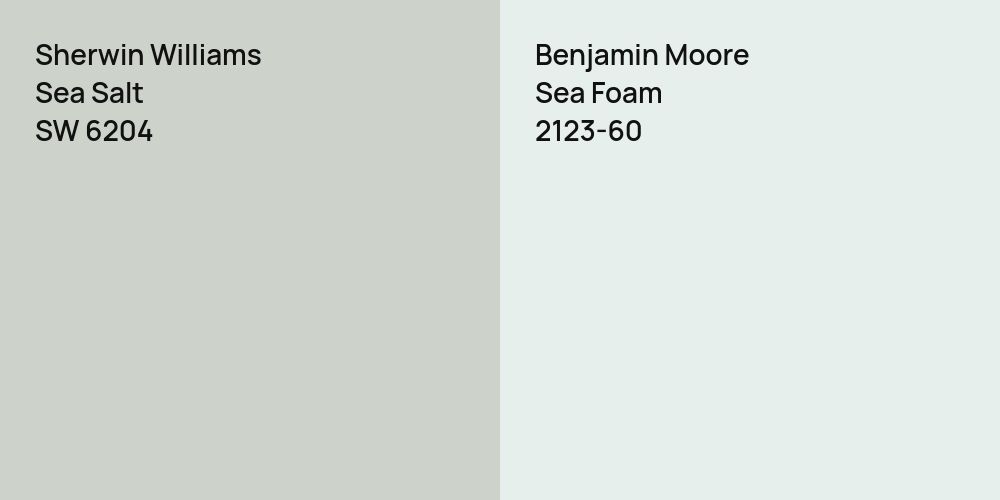 Sherwin Williams Sea Salt vs. Benjamin Moore Sea Foam