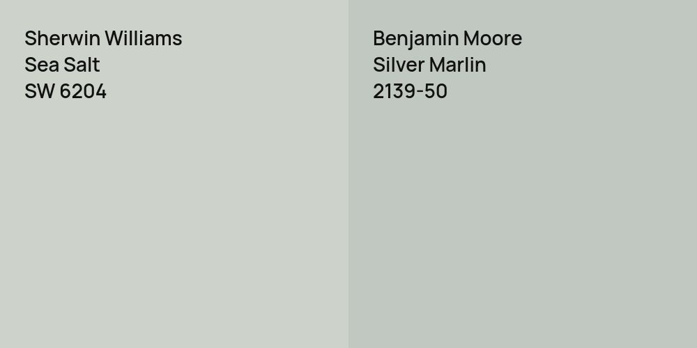 Sherwin Williams Sea Salt vs. Benjamin Moore Silver Marlin