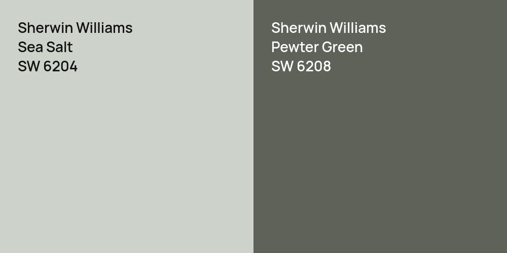 Sherwin Williams Sea Salt vs. Sherwin Williams Pewter Green