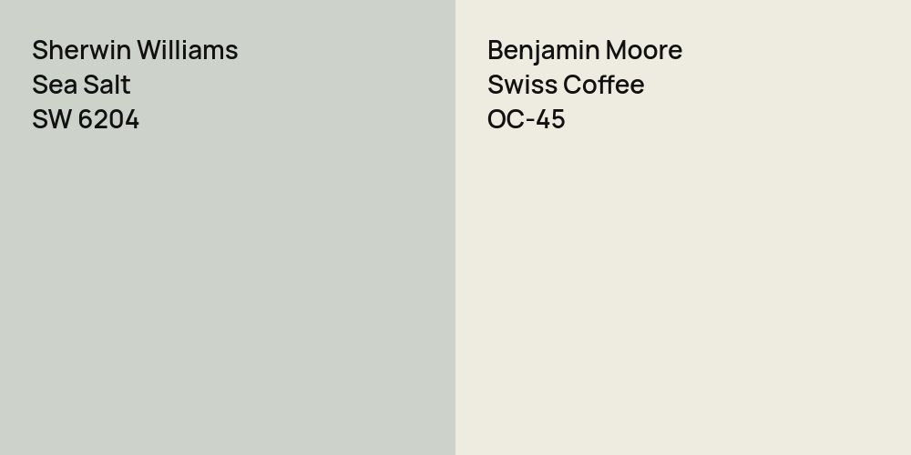 Sherwin Williams Sea Salt vs. Benjamin Moore Swiss Coffee