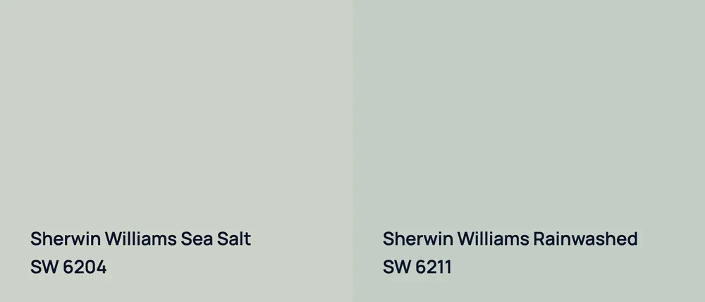 Sherwin Williams Sea Salt SW 6204 vs Sherwin Williams Rainwashed SW 6211