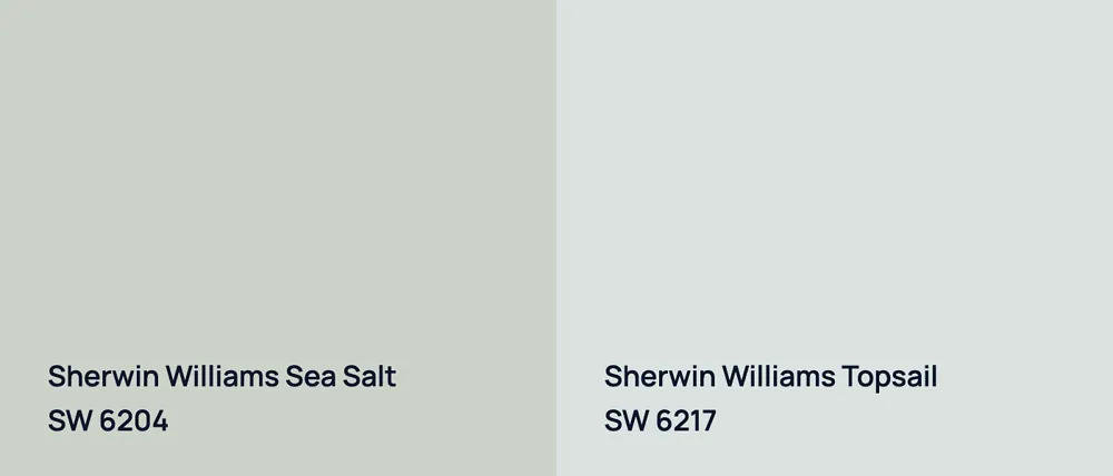 Sherwin Williams Sea Salt SW 6204 vs Sherwin Williams Topsail SW 6217
