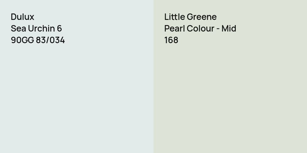 Dulux Sea Urchin 6 vs. Little Greene Pearl Colour - Mid