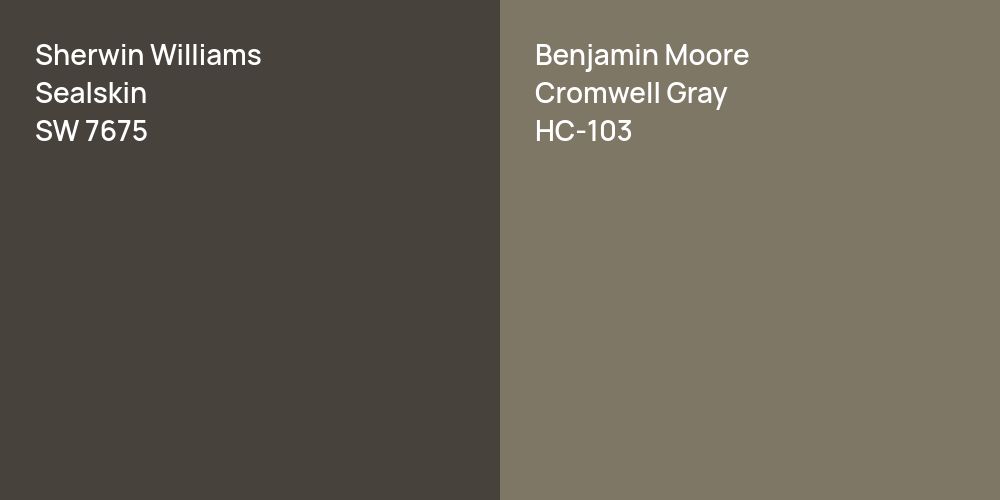 Sherwin Williams Sealskin vs. Benjamin Moore Cromwell Gray