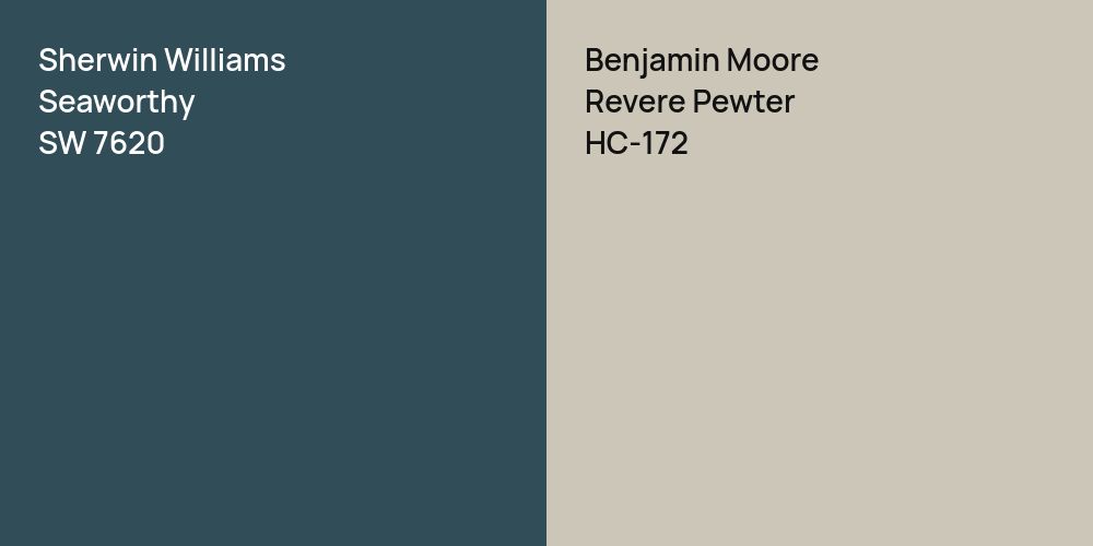 Sherwin Williams Seaworthy vs. Benjamin Moore Revere Pewter