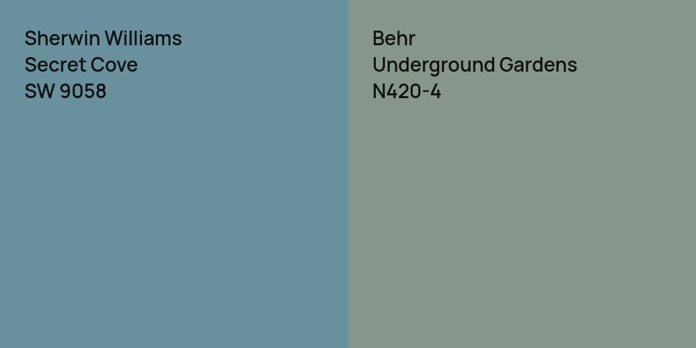 Sherwin Williams Secret Cove vs. Behr Underground Gardens