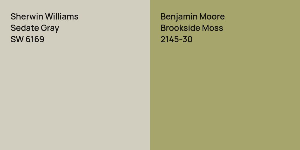 Sherwin Williams Sedate Gray vs. Benjamin Moore Brookside Moss