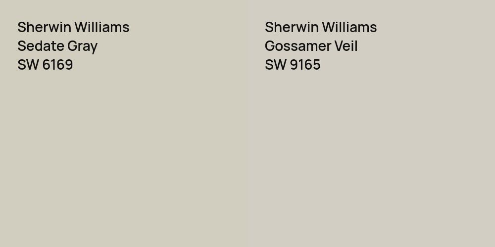 Sherwin Williams Sedate Gray vs. Sherwin Williams Gossamer Veil