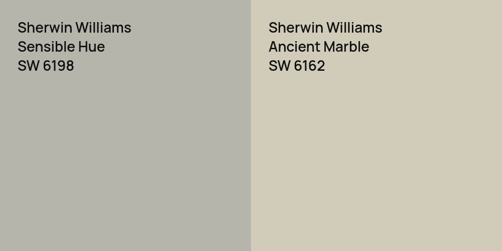 Sherwin Williams Sensible Hue vs. Sherwin Williams Ancient Marble