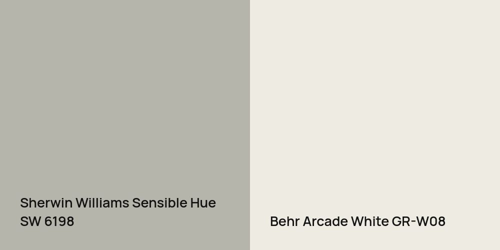 Sherwin Williams Sensible Hue vs. Behr Arcade White