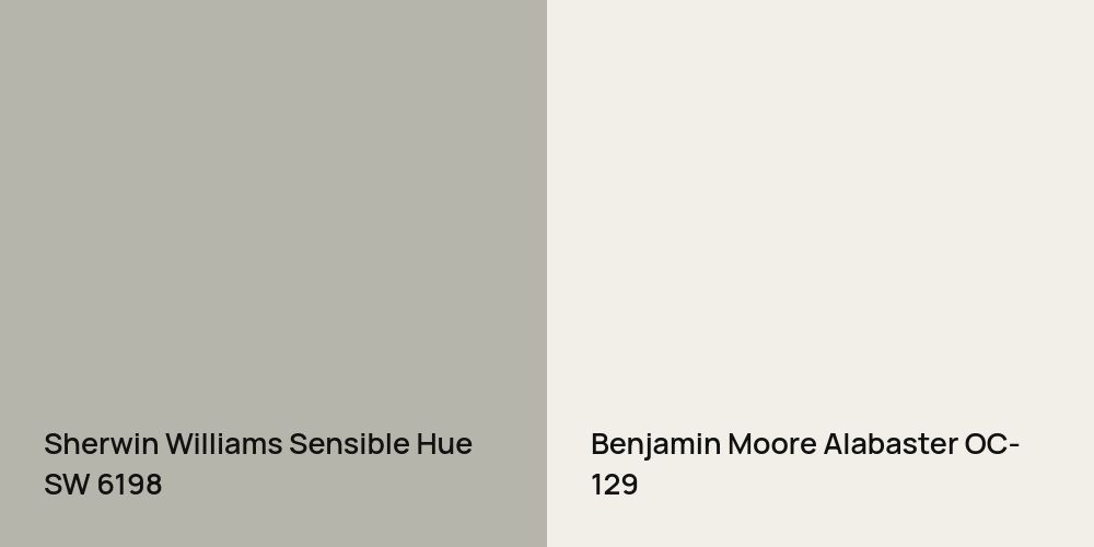 Sherwin Williams Sensible Hue vs. Benjamin Moore Alabaster