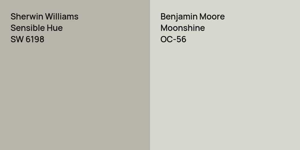 Sherwin Williams Sensible Hue vs. Benjamin Moore Moonshine