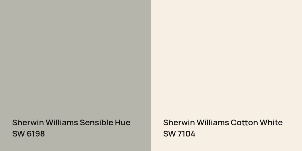 Sherwin Williams Sensible Hue vs. Sherwin Williams Cotton White