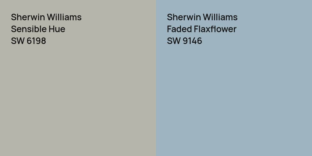 Sherwin Williams Sensible Hue vs. Sherwin Williams Faded Flaxflower