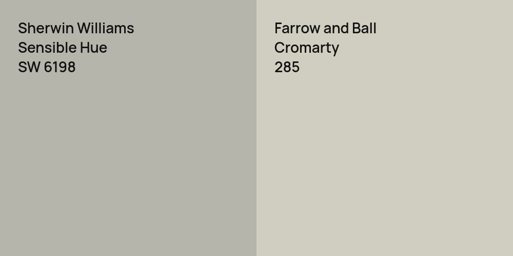 Sherwin Williams Sensible Hue vs. Farrow and Ball Cromarty