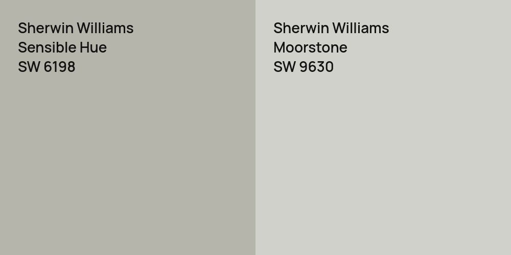 Sherwin Williams Sensible Hue vs. Sherwin Williams Moorstone