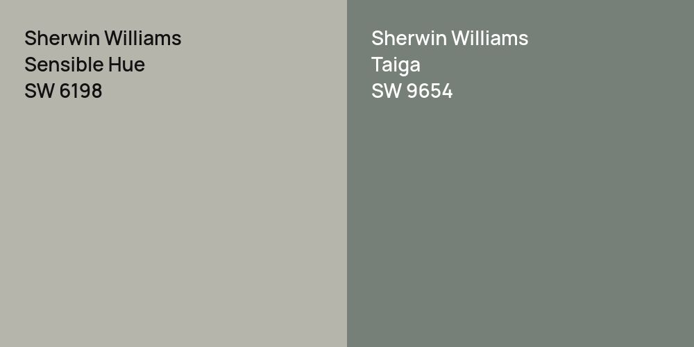 Sherwin Williams Sensible Hue vs. Sherwin Williams Taiga