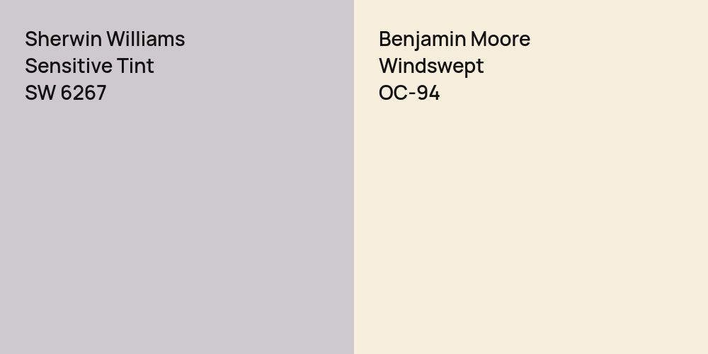 Sherwin Williams Sensitive Tint vs. Benjamin Moore Windswept