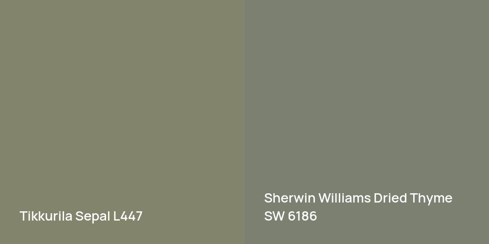 Tikkurila Sepal vs. Sherwin Williams Dried Thyme