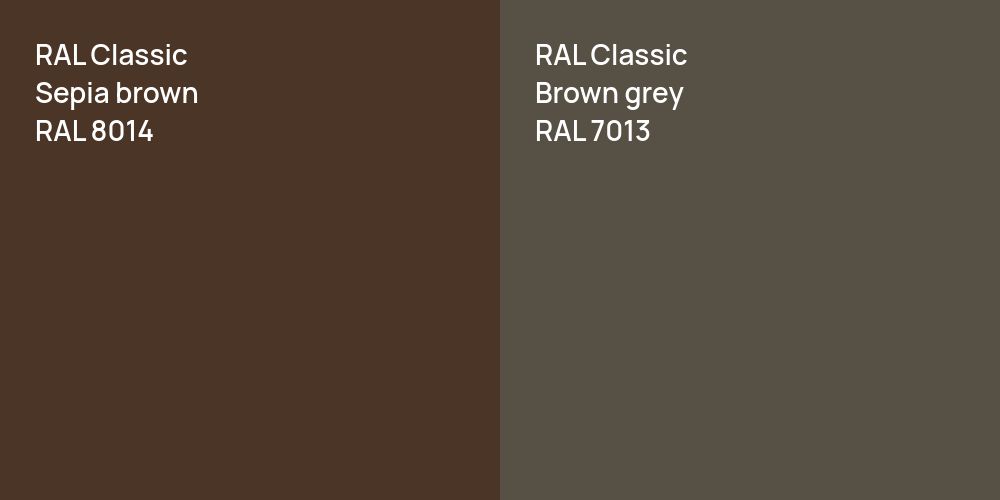 RAL Classic  Sepia brown vs. RAL Classic  Brown grey