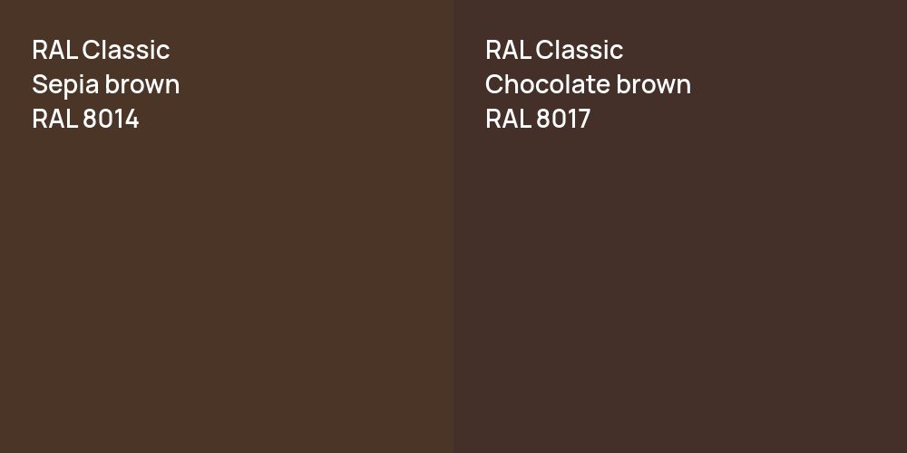 RAL Classic  Sepia brown vs. RAL Classic  Chocolate brown