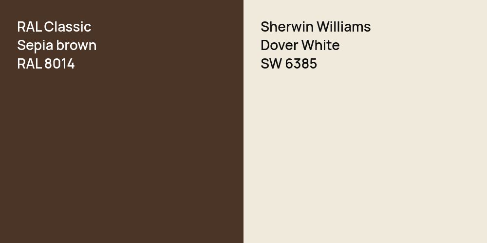 RAL Classic  Sepia brown vs. Sherwin Williams Dover White