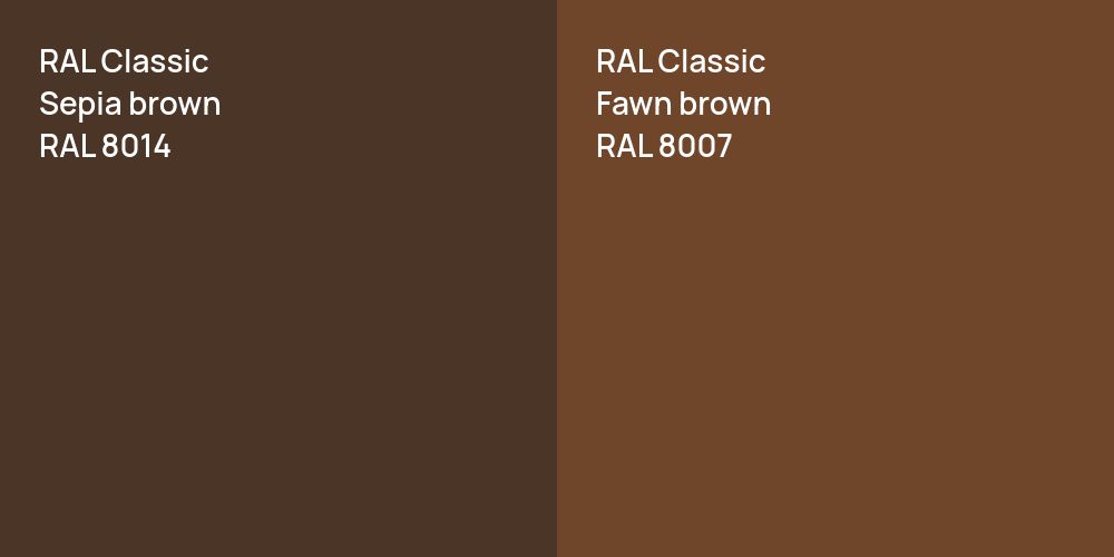 RAL Classic  Sepia brown vs. RAL Classic  Fawn brown