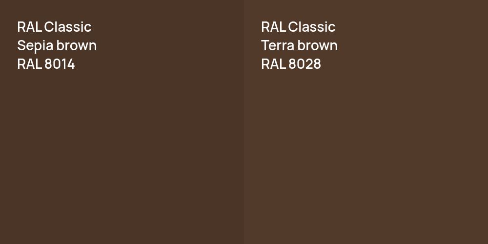 RAL Classic  Sepia brown vs. RAL Classic  Terra brown