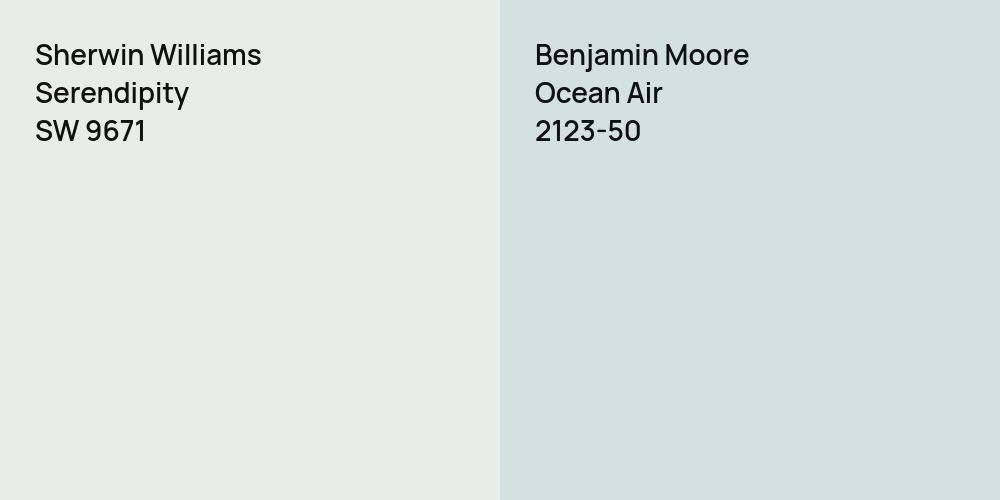 Sherwin Williams Serendipity vs. Benjamin Moore Ocean Air