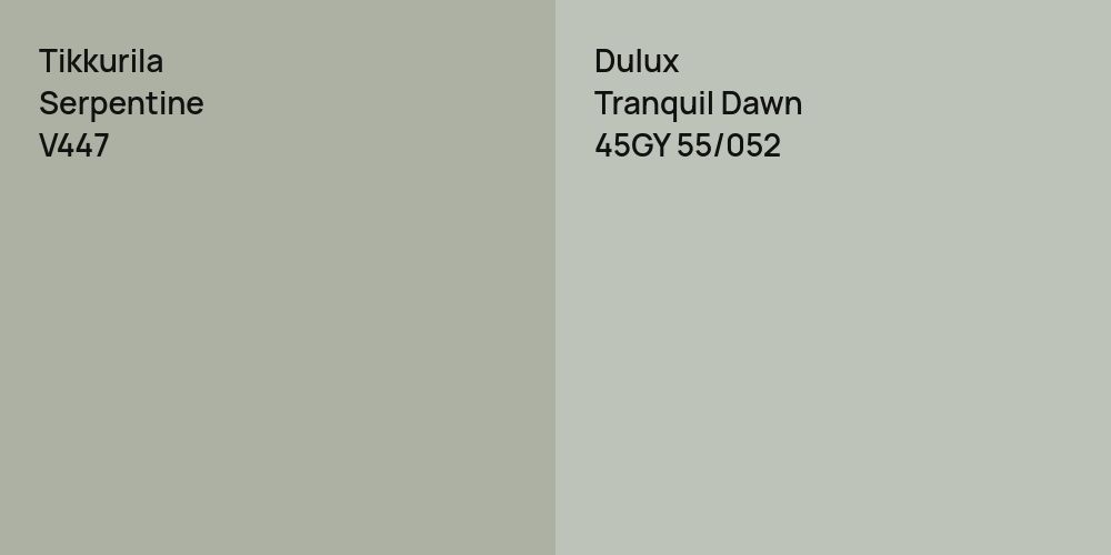 Tikkurila Serpentine vs. Dulux Tranquil Dawn